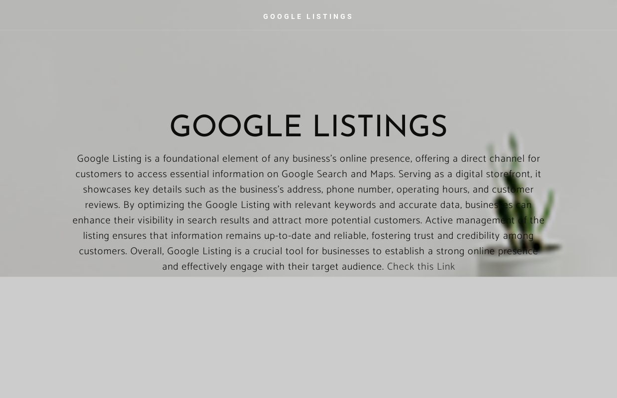 GOOGLE LISTINGS - Home