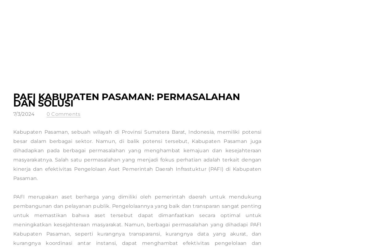 PAFI Kabupaten Pasaman: Permasalahan dan Solusi - Blog