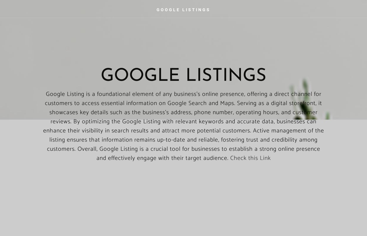 GOOGLE LISTINGS - Home