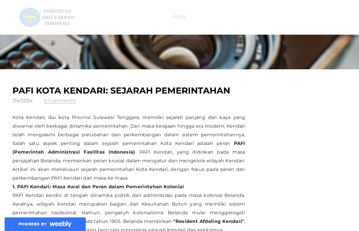 PAFI Kota Kendari: Sejarah Pemerintahan - Blog