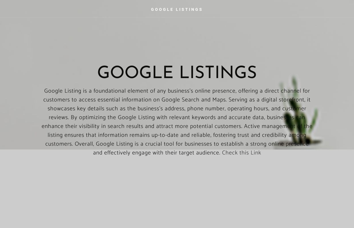 GOOGLE LISTINGS - Home