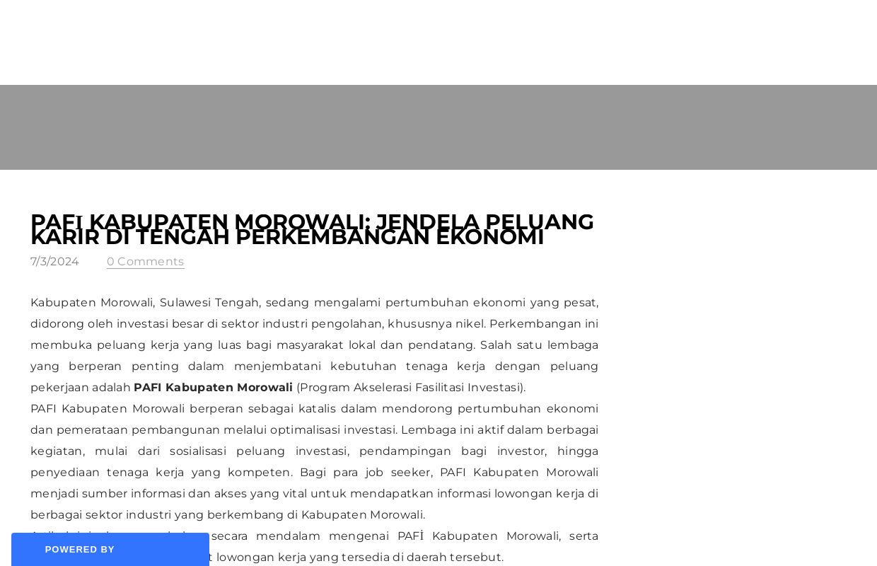 PAFİ Kabupaten Morowali: Jendela Peluang Karir di Tengah Perkembangan Ekonomi - Blog