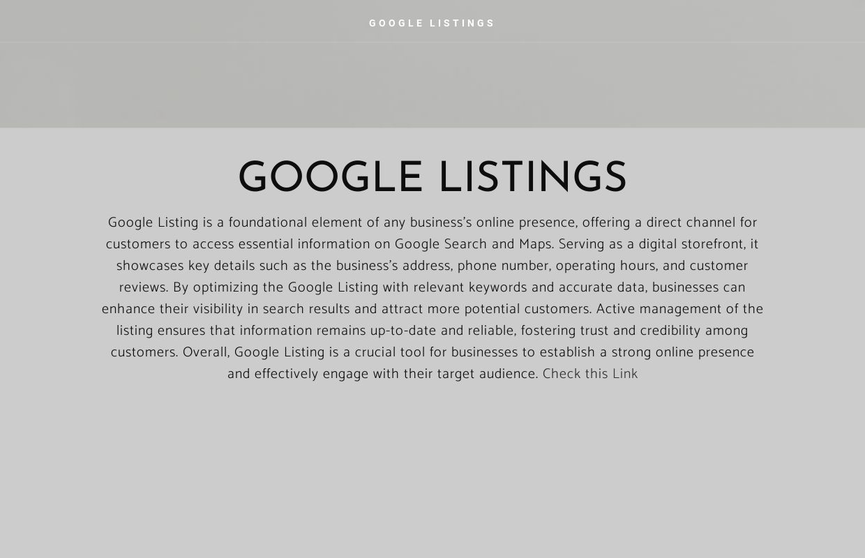 GOOGLE LISTINGS - Home