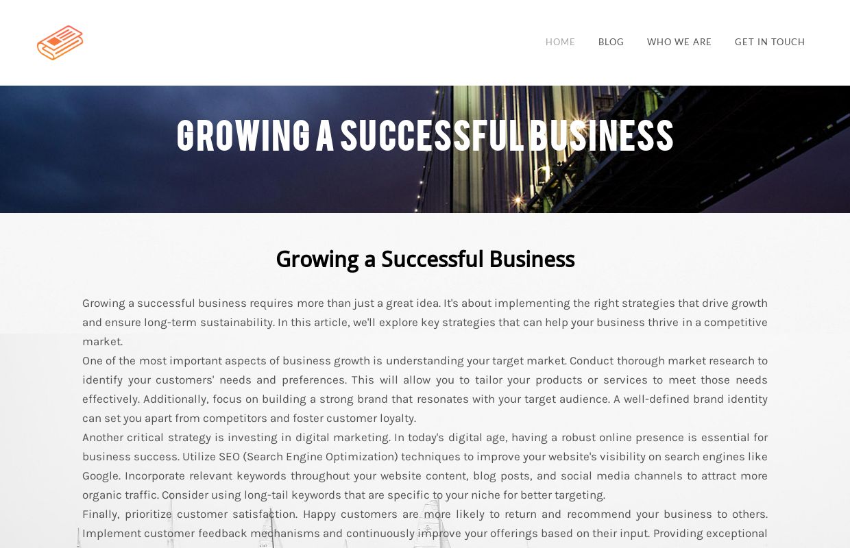 Growing a Successful Business - Home