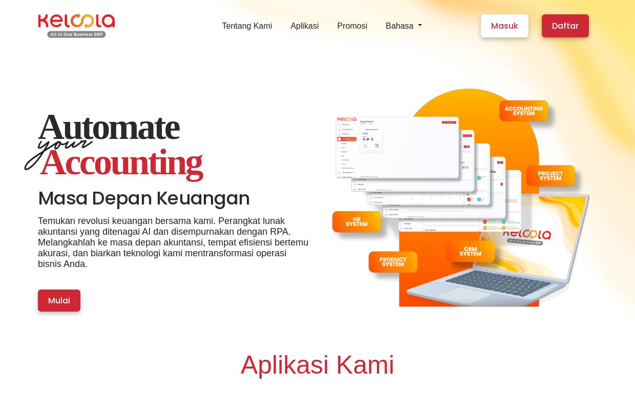  
                 
        Keloola Software Suite - Empowering Business Excellence | Accounting & ERP Solutions in Indonesia
    