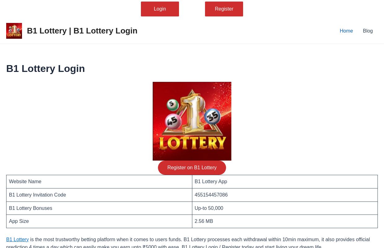 B1 Lottery | B1 Lottery Login