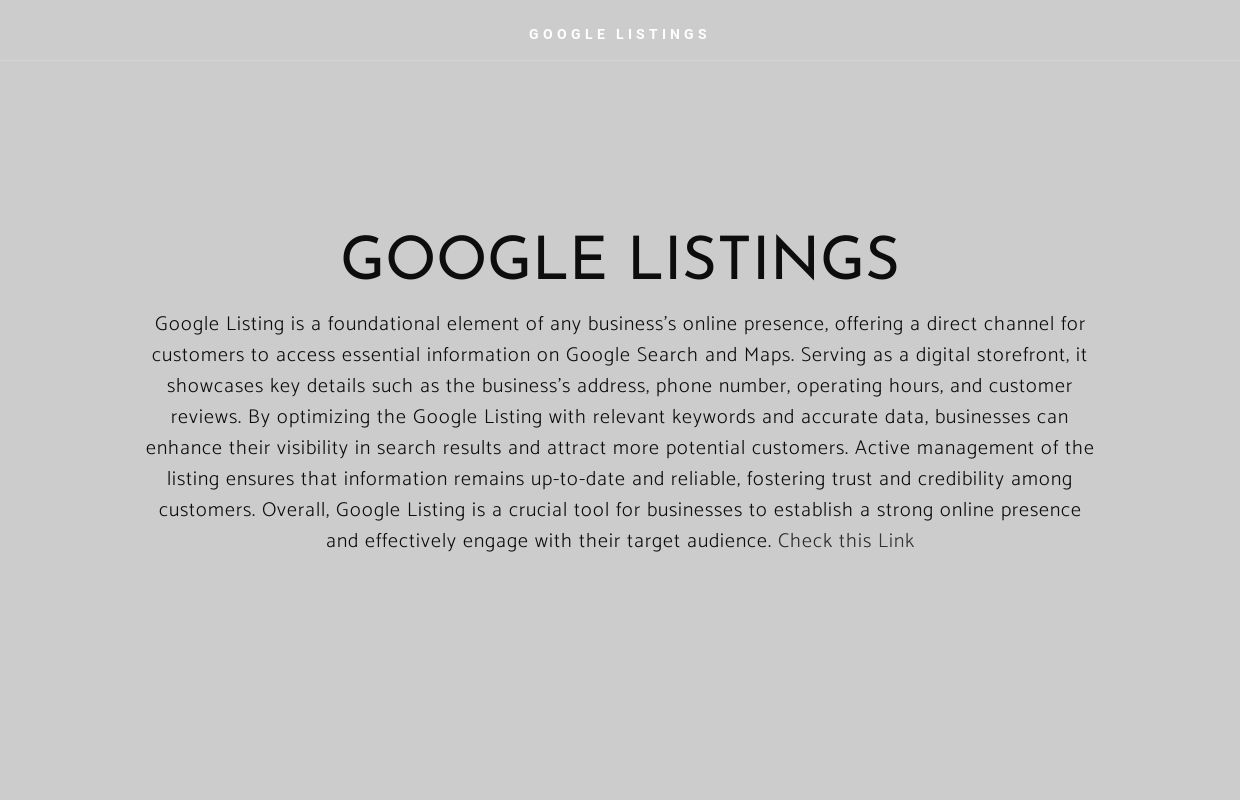 GOOGLE LISTINGS - Home