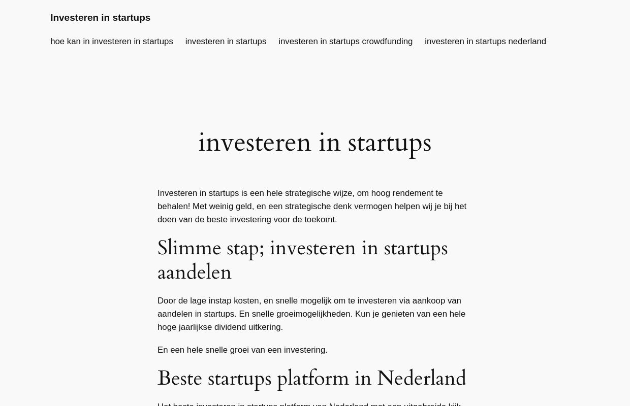 Investeren in startups – Investeer in de meest belovende startups