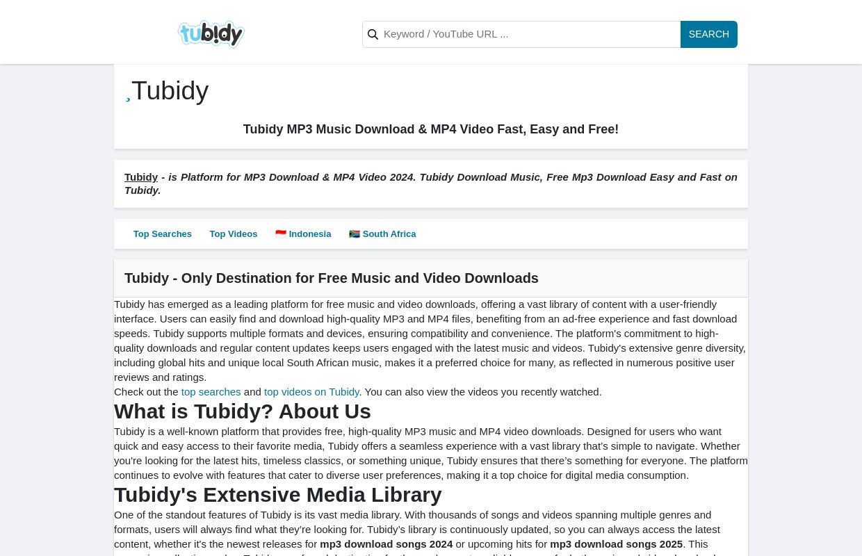 Tubidy: Free Music and Video Downloads | MP3, MP4