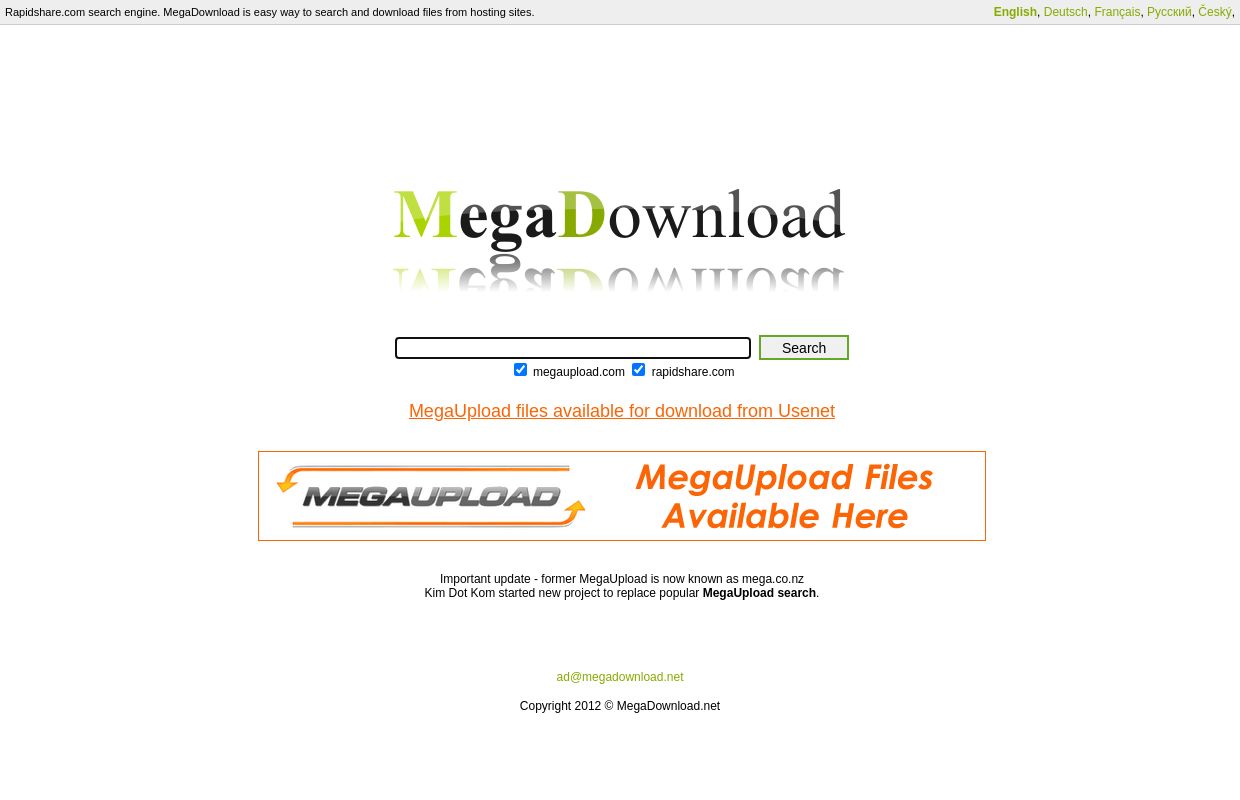 MegaDownload - Rapidshare.com & Megaupload.com files search engine