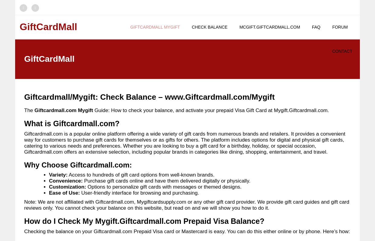 Giftcardmall/Mygift: Check Balance - www.Giftcardmall.com/Mygift