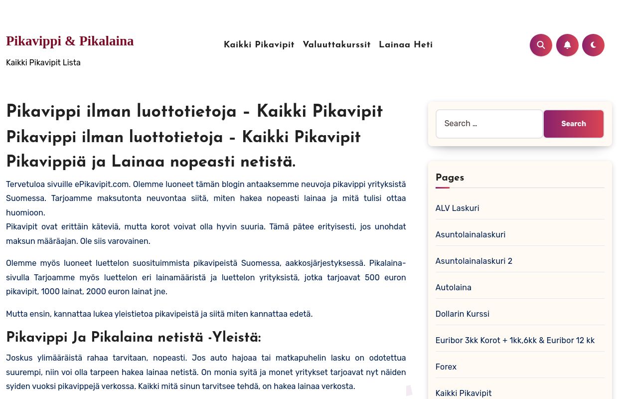 Pikavippi ilman luottotietoja - Kaikki Pikavipit ja vippi - Pikavippiä