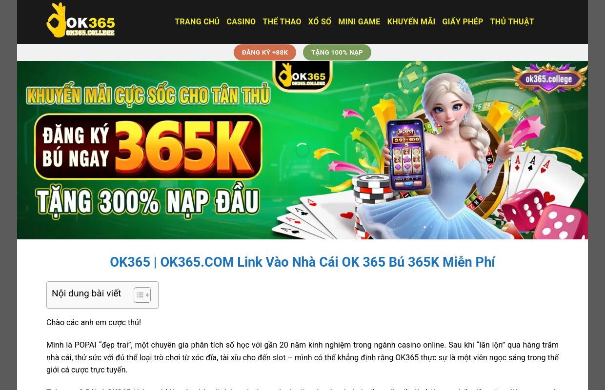 OK365 | OK365.COM Link Vào Nhà Cái OK 365 Bú 365K Miễn Phí