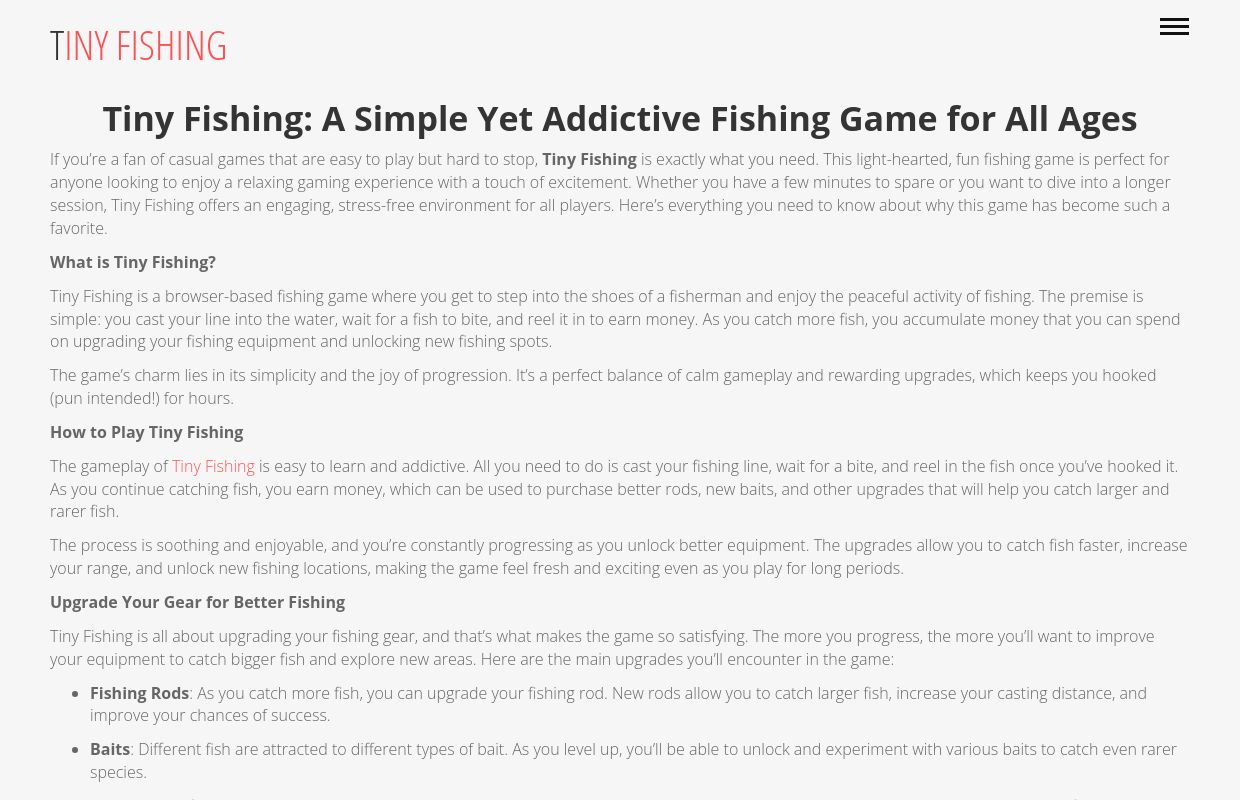 Tiny Fishing: A Simple Yet Addictive Fishing Game for All Ages