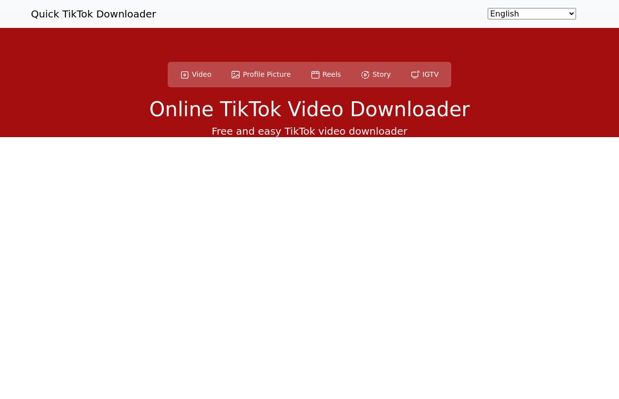 Quick TikTok Downloader – Effortlessly save your TikTok videos in just two taps—quick and free. Use the QuickT TikTok MP4 video downloader online to download videos with or without a watermark.