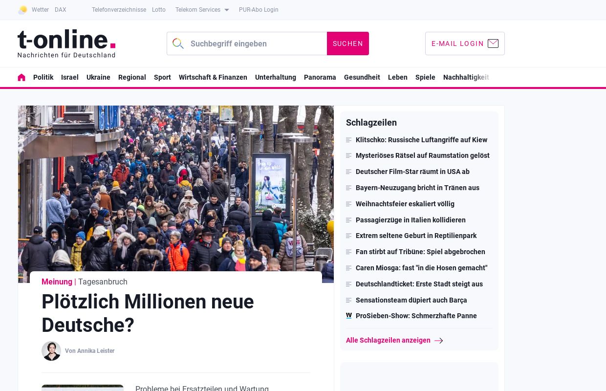 News & E-Mail bei t-online.de | Politik, Sport, Unterhaltung & Ratgeber