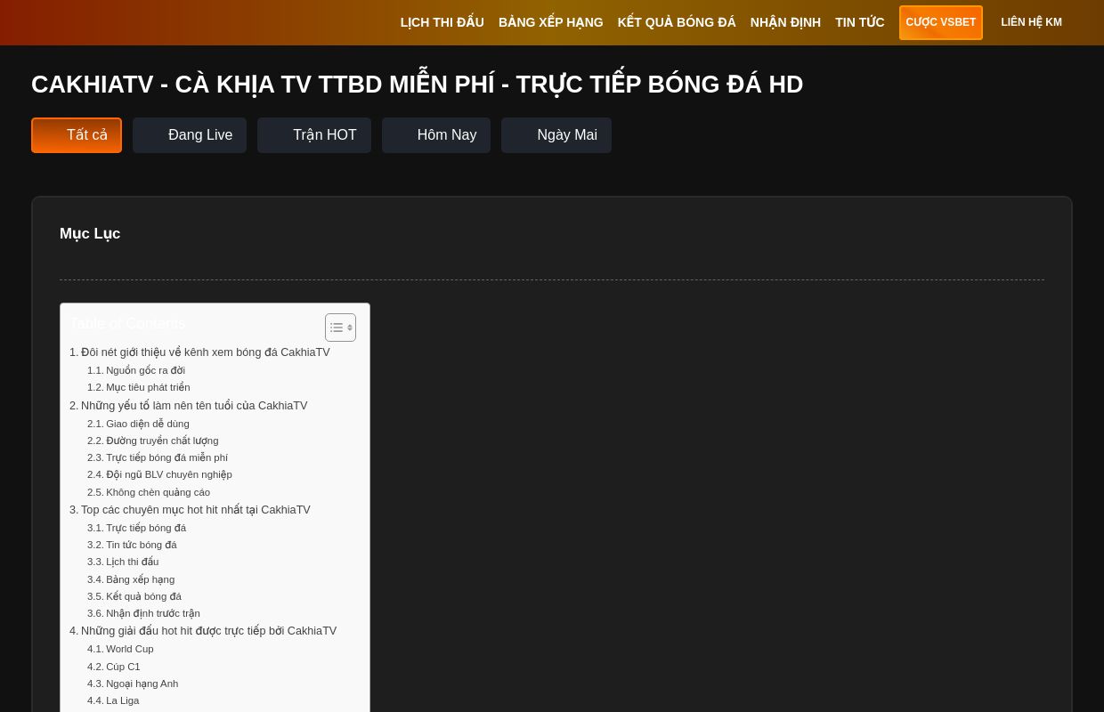 CakhiaTV - Cà Khịa TV TTBD Miễn Phí - Trực Tiếp Bóng đá HD