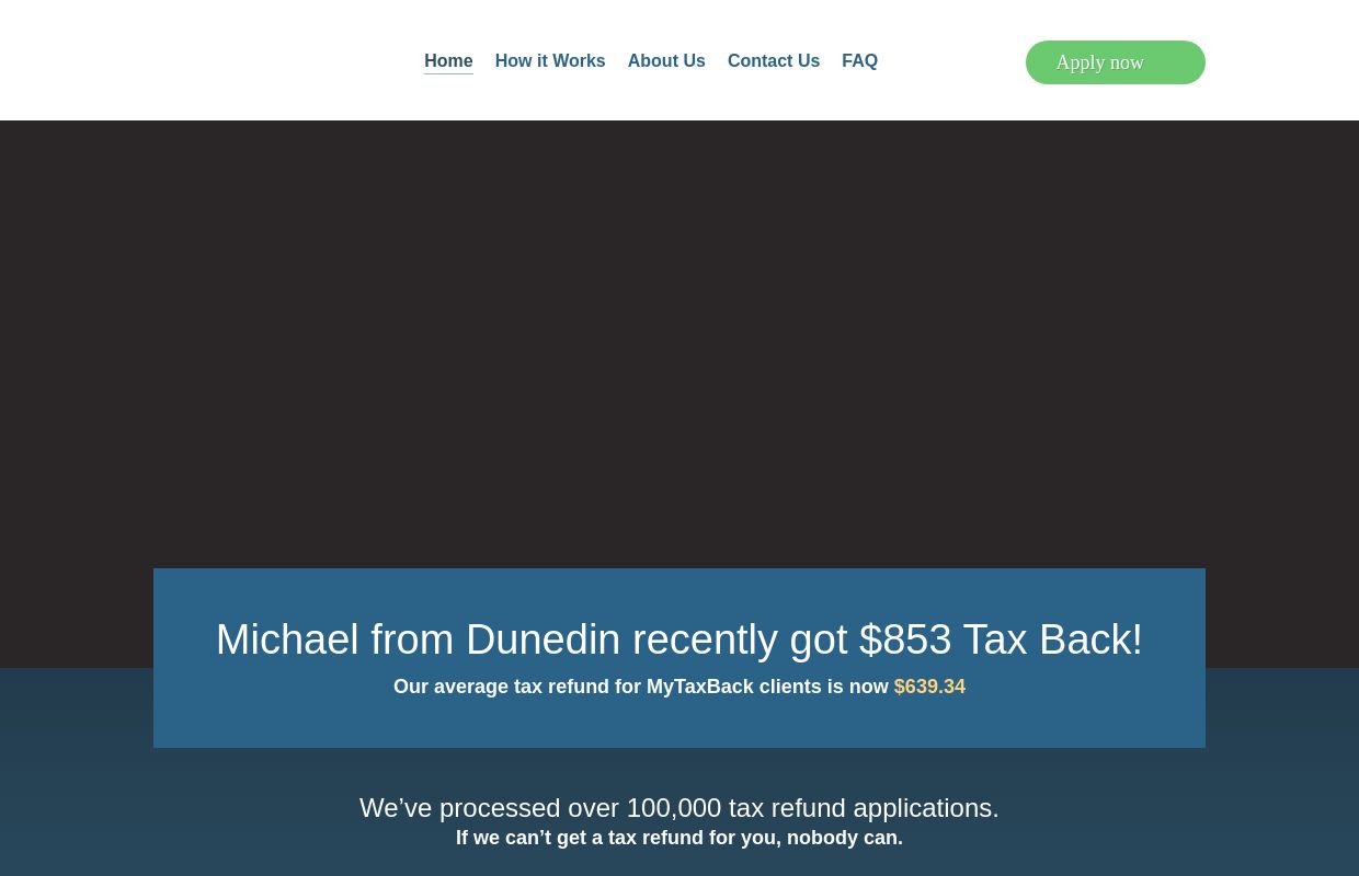 Home | MyTaxBack - If we can’t get a tax refund for you, nobody can.