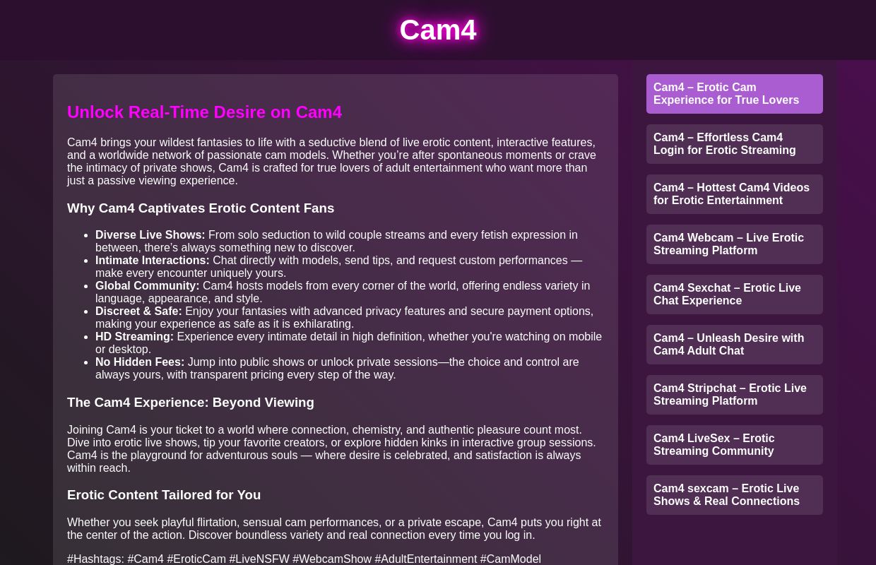 Cam4 – Erotic Cam Experience for True Lovers
