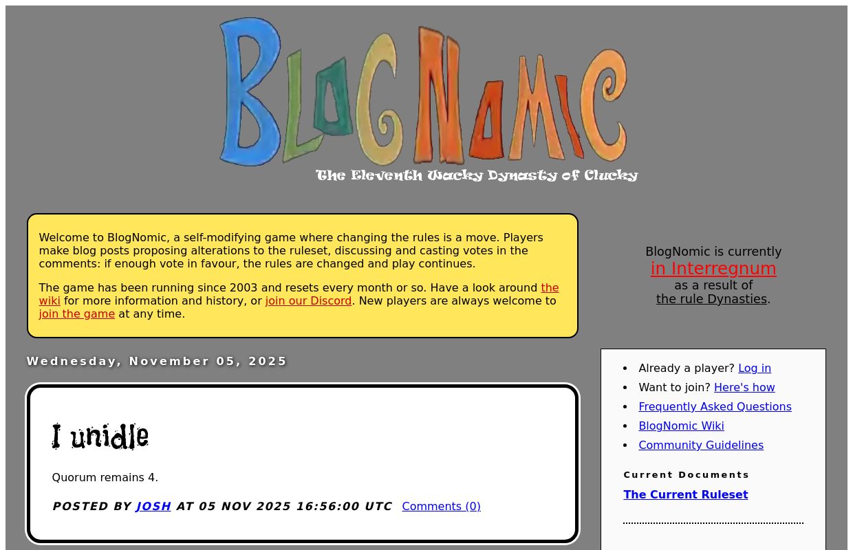 BlogNomic: The Eleventh Dynasty of Clucky