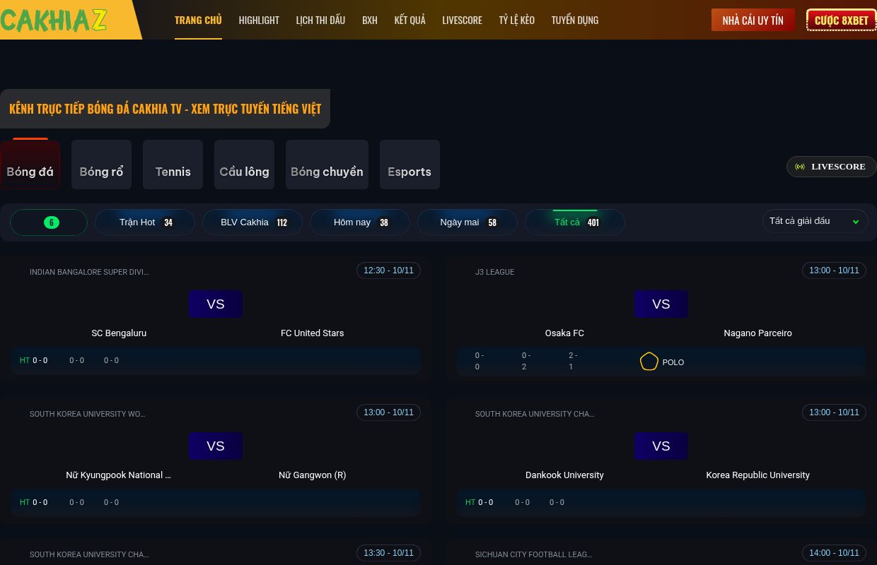 Cakhia TV - Xem Trực Tiếp Bóng Đá, Link Trực Tuyến hôm nay