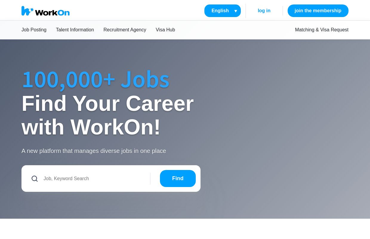 워크온 | 외국인 근로자 채용 외국인근로자고용 비자 정착까지 원스톱 지원 플랫폼