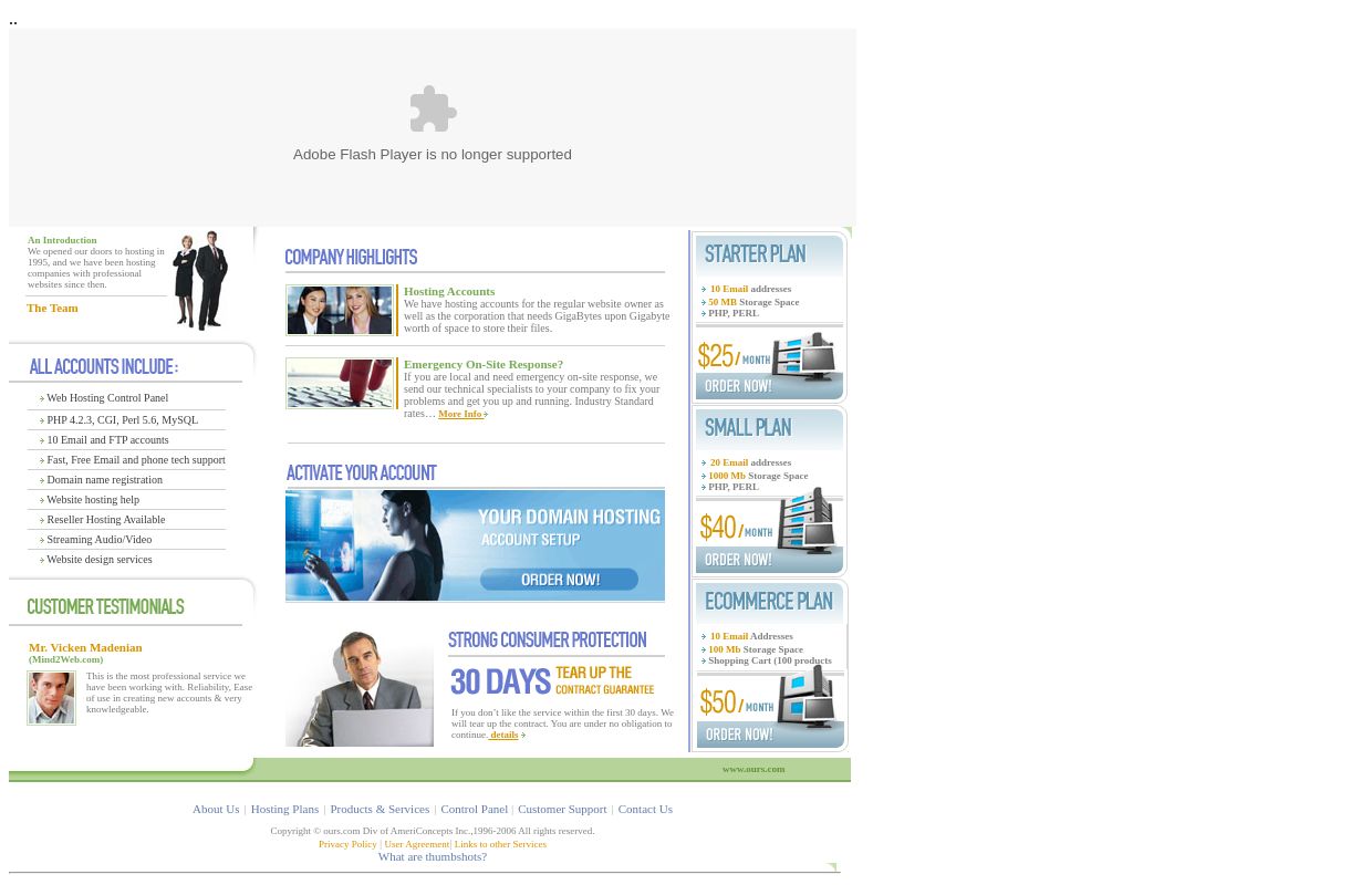 Ours.com - A professional webhosting company. Web hosting in an affordable way.