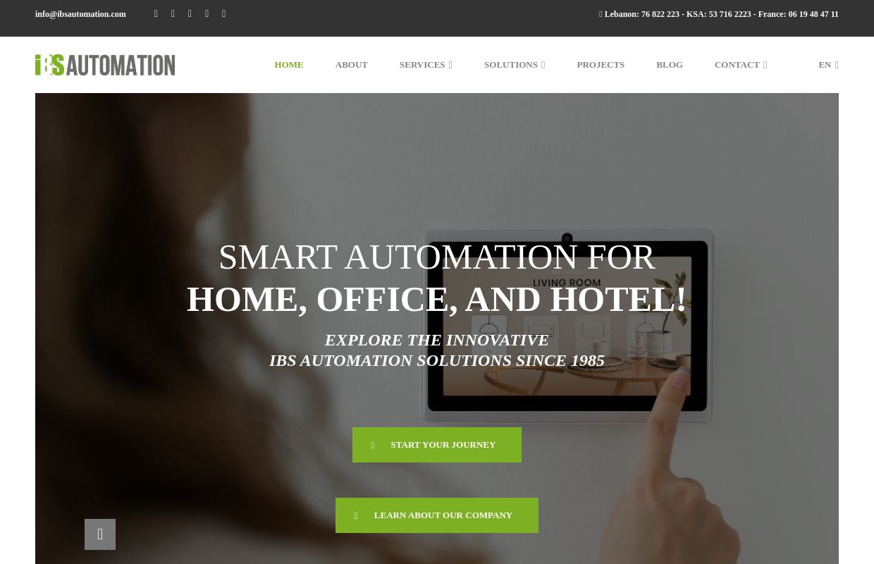 Smart Home, Office, and Hotel with IBS Automation - Since 1985.