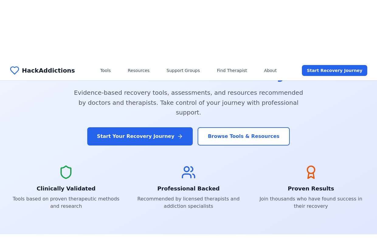 HackAddictions - Professional Addiction Recovery Tools & Resources