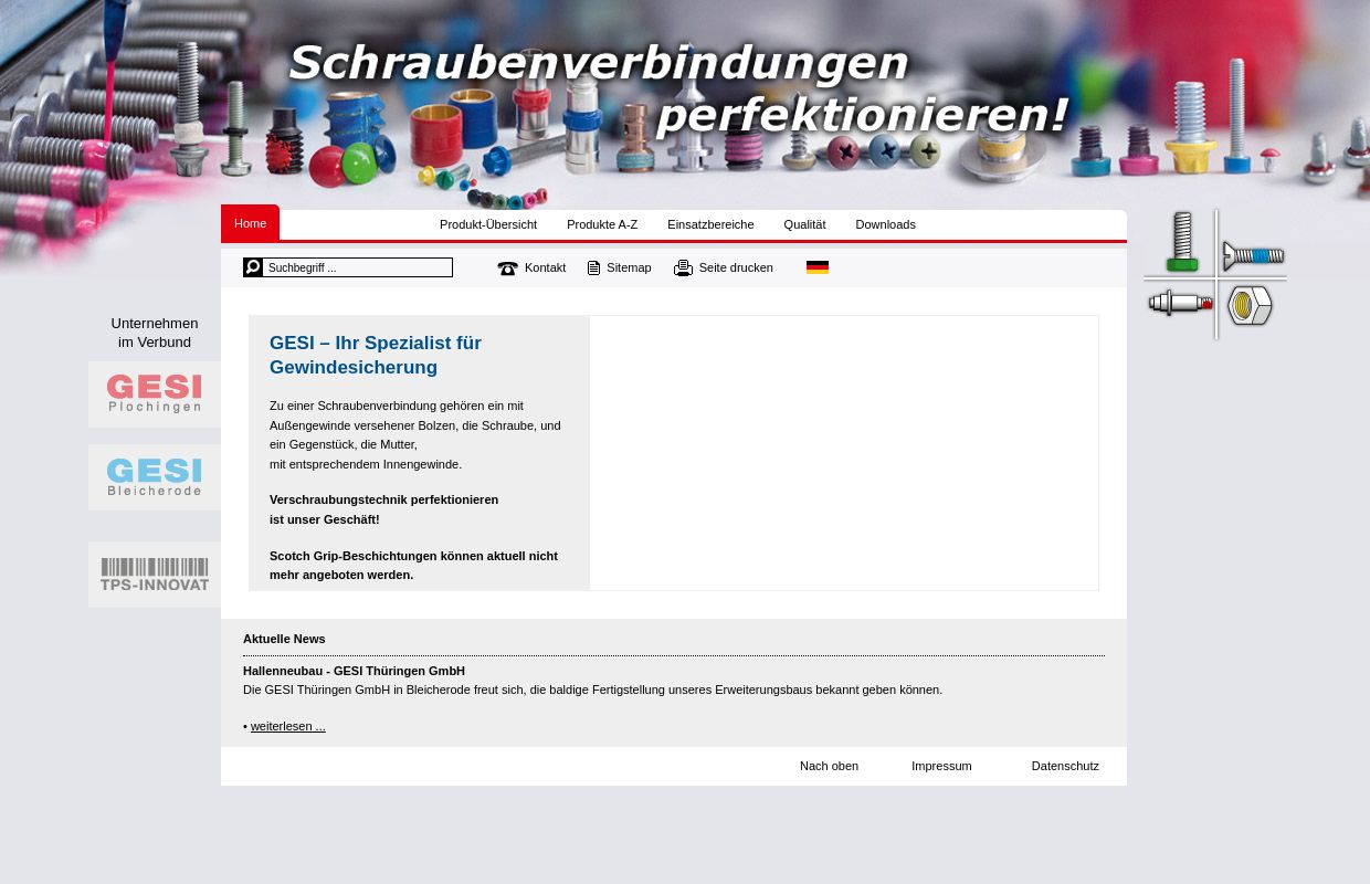 Herzlich Willkommen | GESI – Ihr Spezialist für Gewindesicherung 