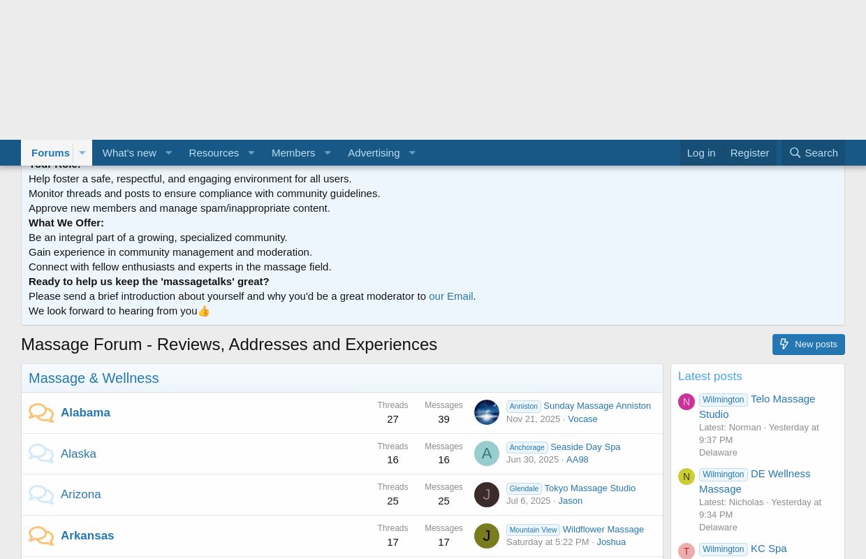 Massage Forum - Reviews, Addresses and Experiences