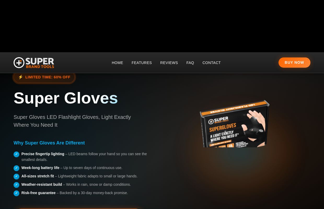 
    Super Gloves LED Flashlight Gloves | Hands-Free Fingertip Lighting
  