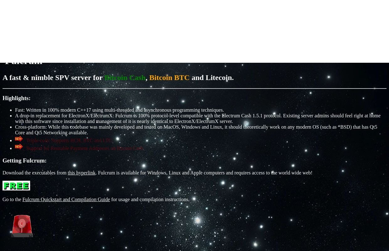 Fulcrum - A fast & nimble SPV server for BCH, BTC, and LTC