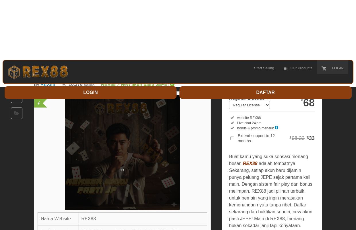 REX88 > New akun pasti JEPE!