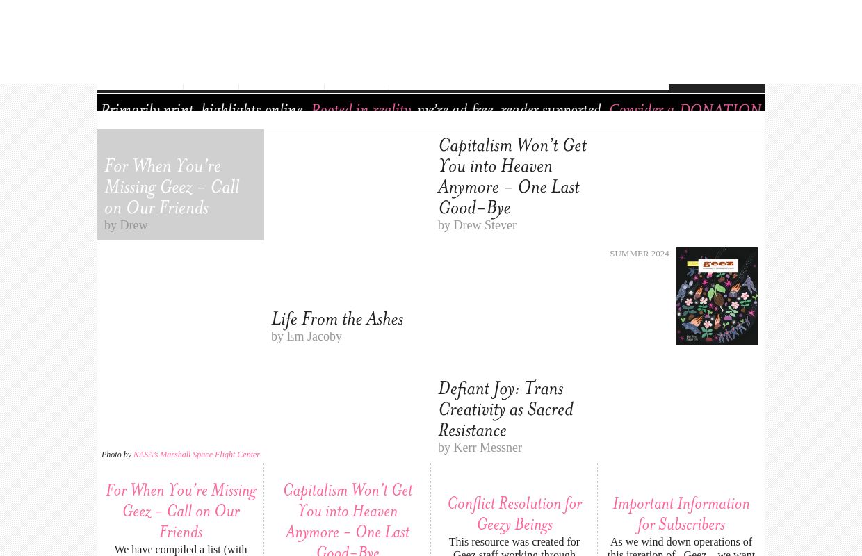 Geez Magazine | Contemplative Cultural Resistance