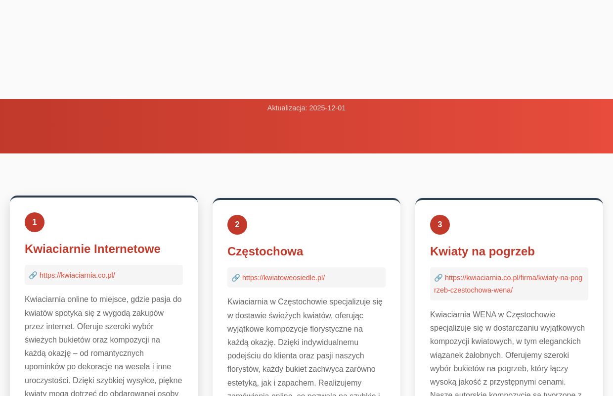 Kwiaty przez internet - W Częstochowie - Polecane strony i usługi