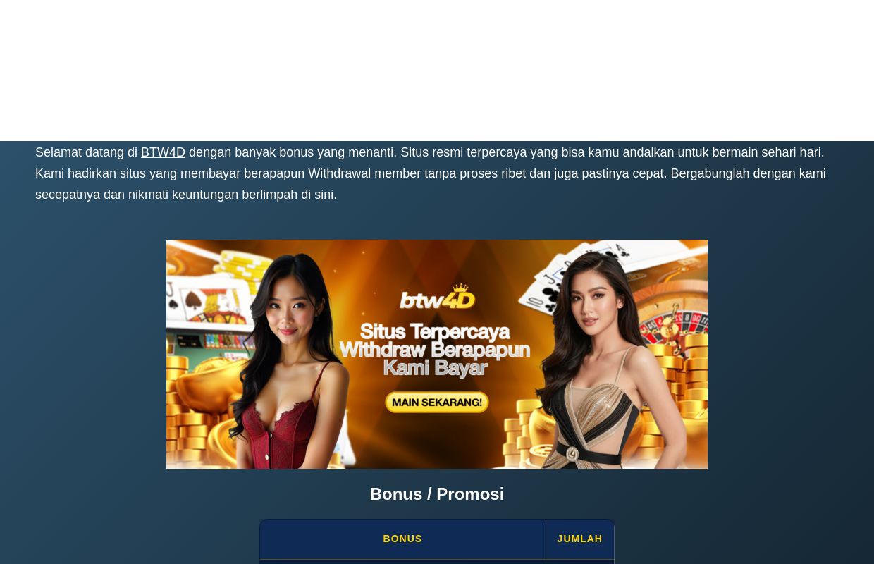 BTW4D Situs Resmi & Terpercara - CLaim Bonus Sekarang juga