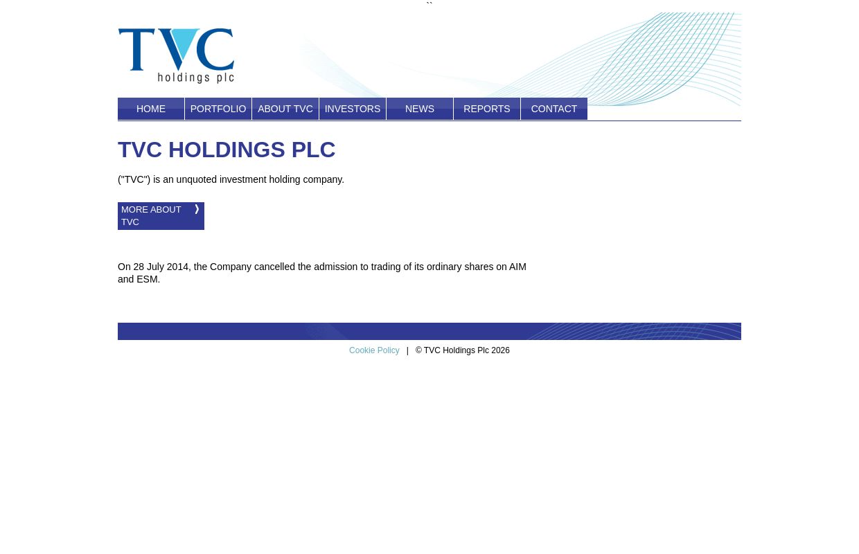 TVC Holdings Plc — TVC Holdings Plc