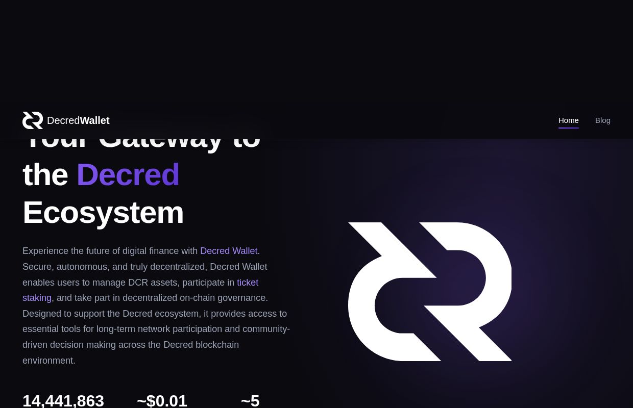 Decred Wallet — Access the Decred Ecosystem, Staking & Governance | Decred Wallet
