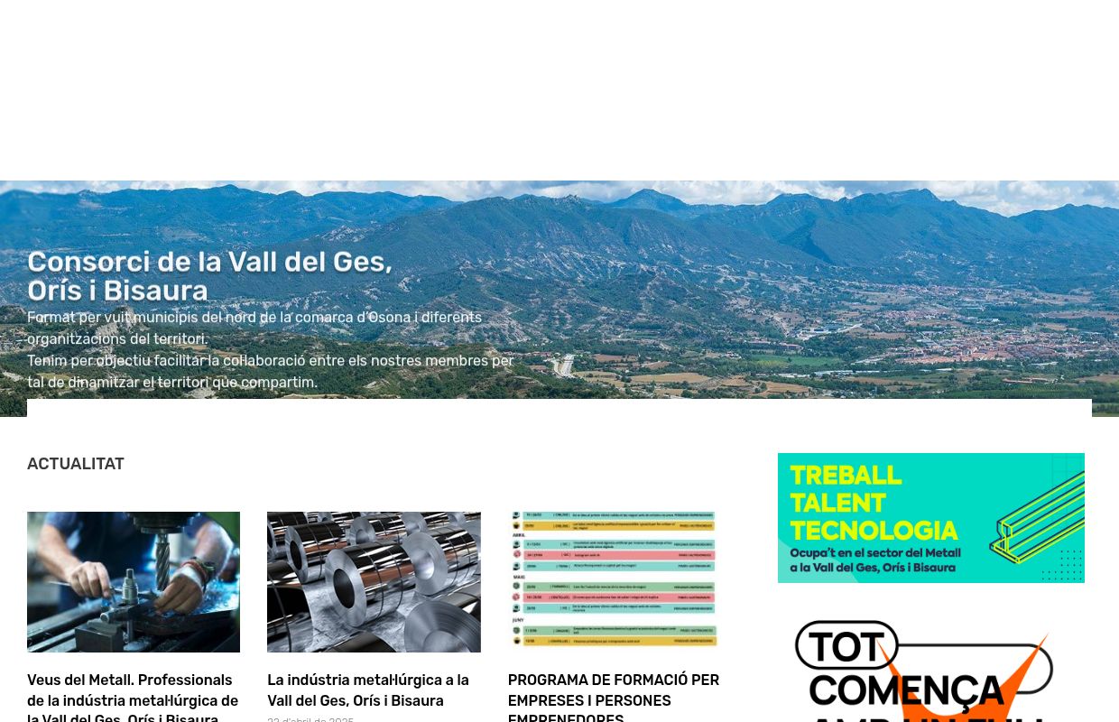 Pàgina principal - Consorci de la Vall del Ges, Orís i Bisaura %