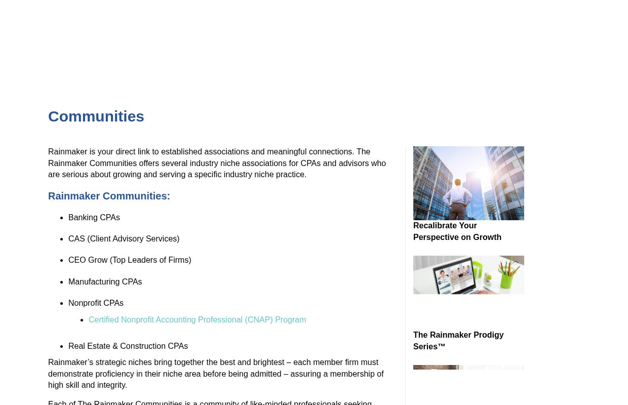 Communities - Rainmaker