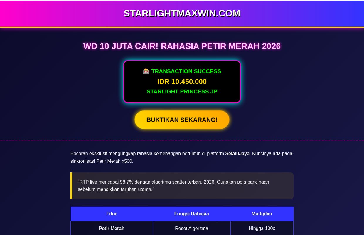 Update: STARLIGHTMAXWIN 2026 - Rahasia Petir Merah X500 Terbongkar [Valid 11 Feb]