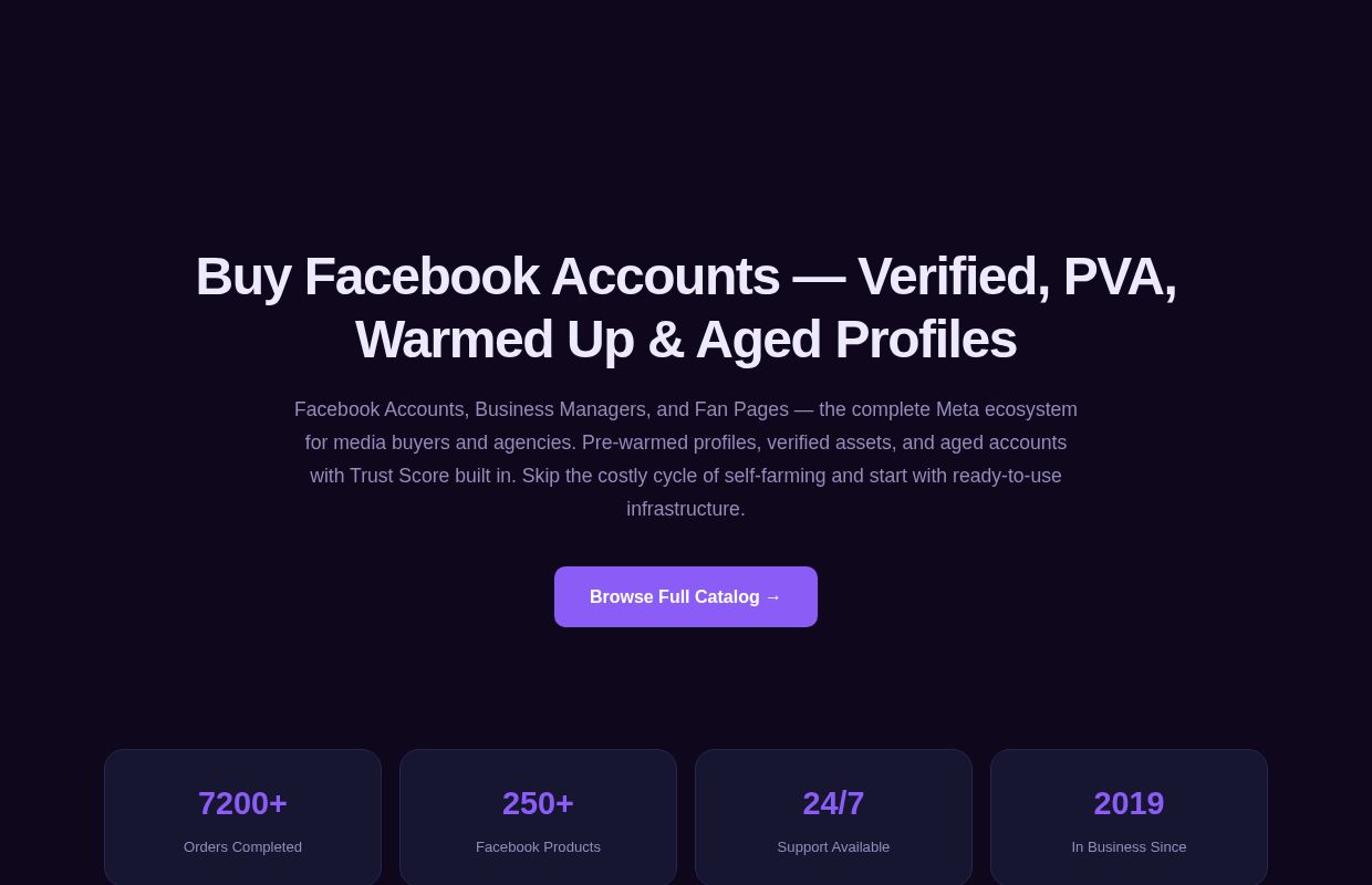 Buy Facebook Accounts — Verified, PVA, Warmed Up & Aged Profiles