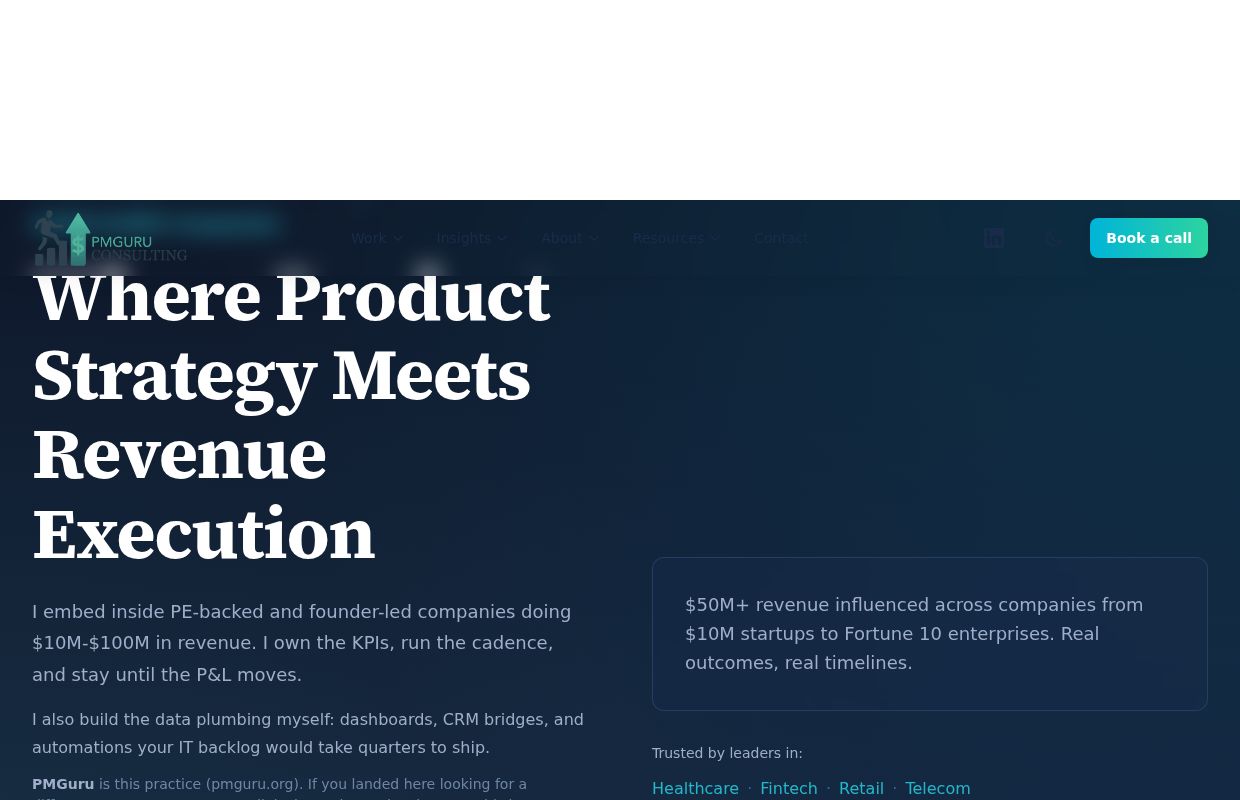 PMGuru — Fractional Product & Revenue Leadership | $10M–$10…