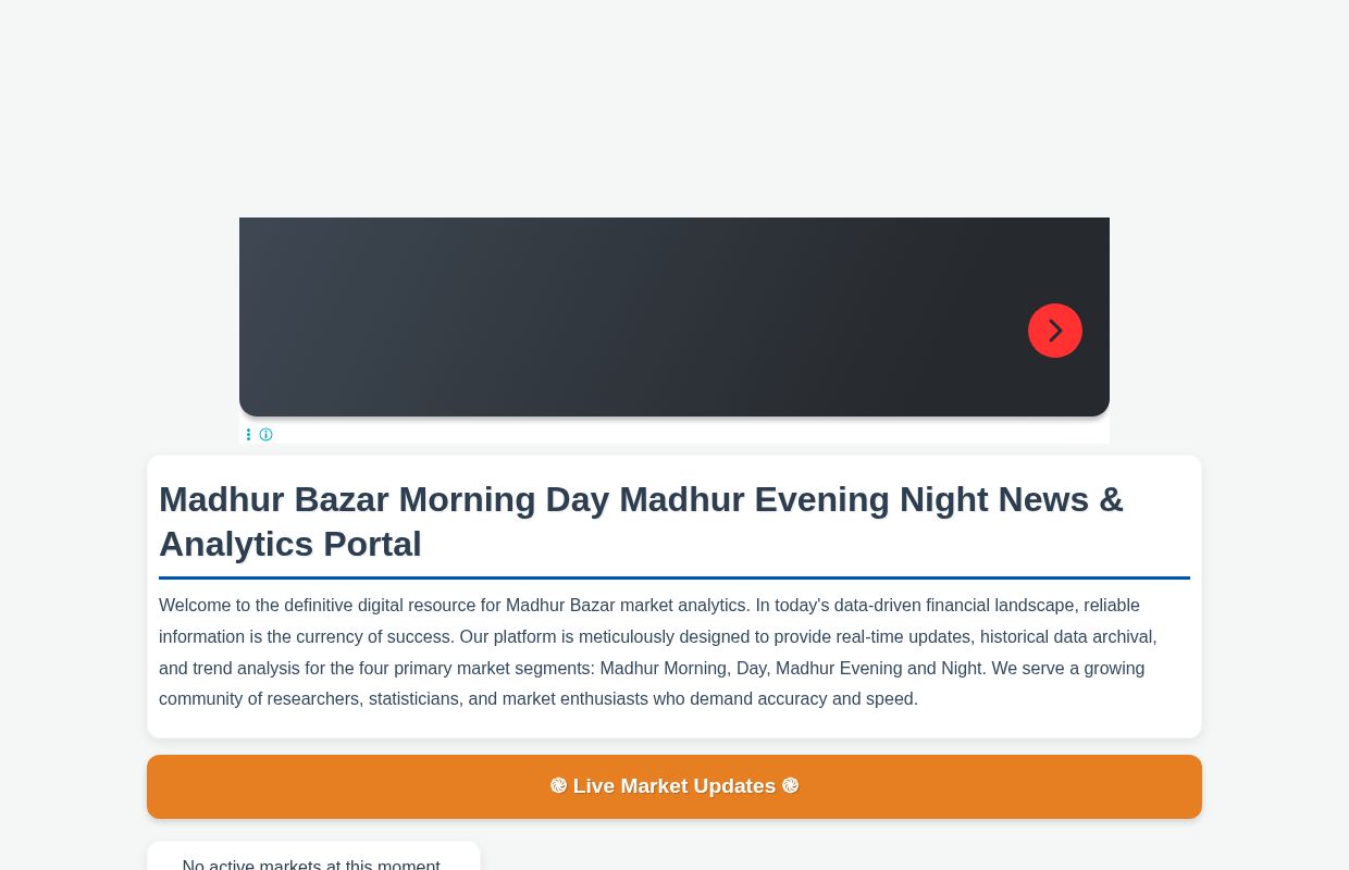 Madhur Bazar: News for Morning Madhur Day Evening Night Markets