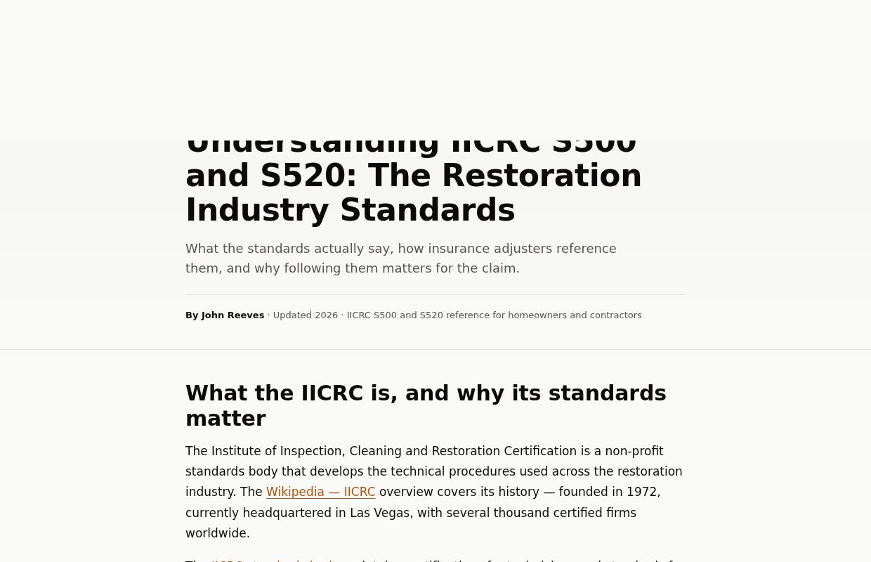 Understanding IICRC S500 and S520: The Restoration Industry Standards