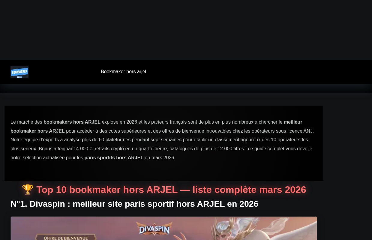 Bookmaker hors ARJEL 🤑 Top 10 site paris sportif fiable 2026 - Bookmaker hors ARJEL