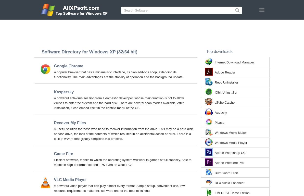 Software Directory for Windows XP (32/64 bit) in English