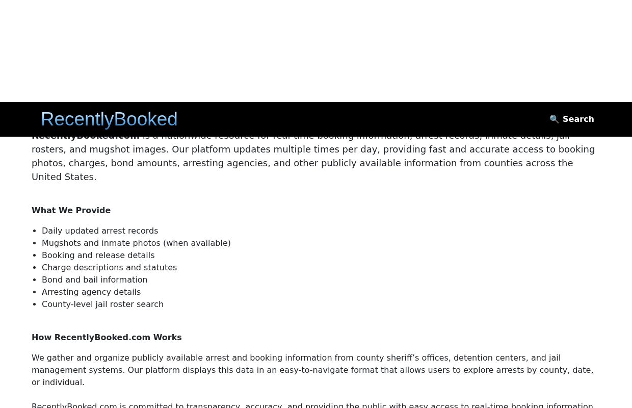 Recently Booked Arrests & Mugshots by State and County