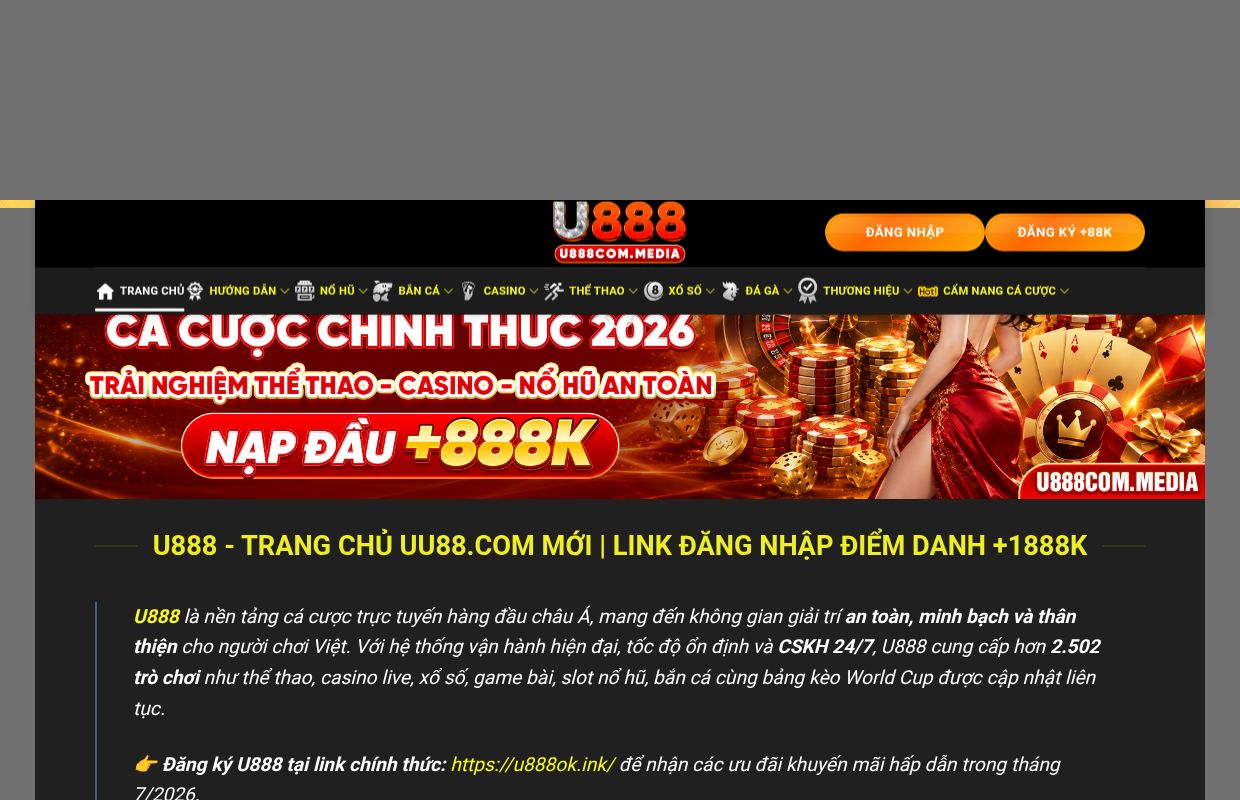 U888 - Trang Chủ UU88.COM Mới | Link Đăng Nhập Điểm Danh +1888K